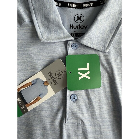 Men’s HURLEY  Short Sleeves Plolo Shirt Blue XL Polyester  Elastana Regular Fit - Picture 6 of 9